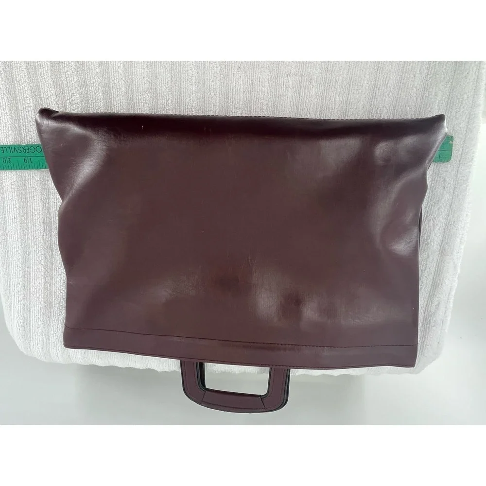 Cambridge Burgundy Leather Portfolio Briefcase Slim Document Carrier Handle Bag